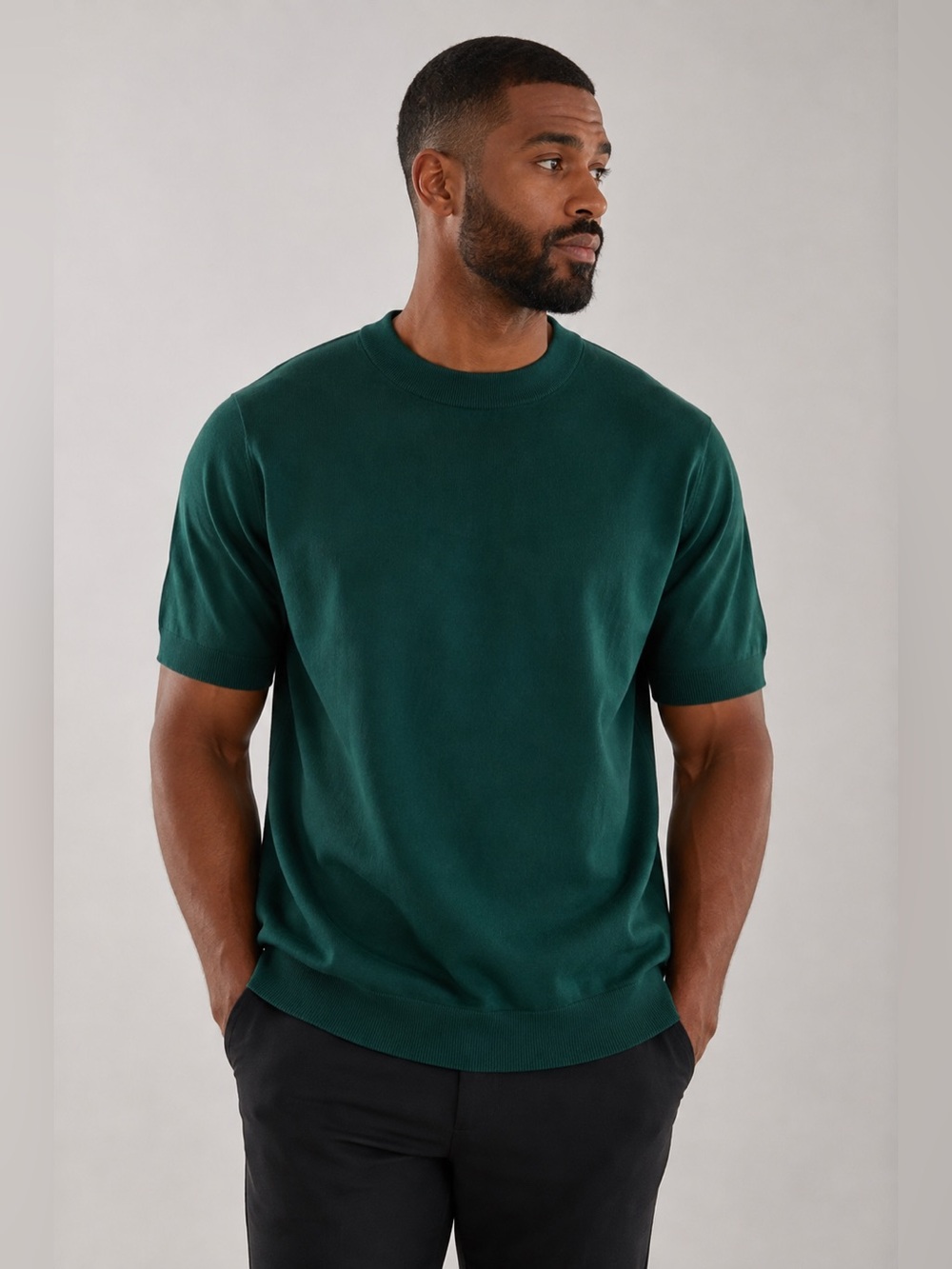 BNWT Unbranded Men’s Heavy Knit Crew Neck Short Sleeve Sweater Green Size XL